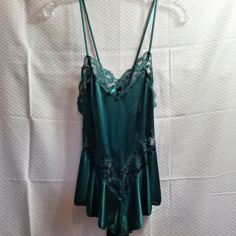 Silky Teal Lace-Trim Slip Nightdress - Women Intimates